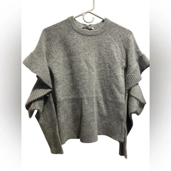 Endless Rose Gray Crew Neck Sweater with Cut Out Sleeves NWT - Picture 1 of 8